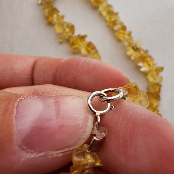 Citrine Necklace Sterling Silver Stamped 925 Gemstone Solar Quartz Geode New - Picture 3 of 7